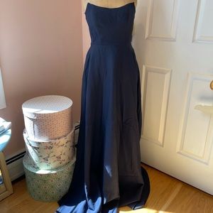 NWT Maniju Navy Strapless Gown with Pockets
